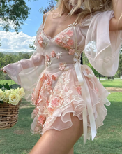 Load image into Gallery viewer, Polyester Fleurette Fairy Mini Dress・Peaches & Cream SAMPLE