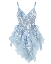Load image into Gallery viewer, Polyester Fleurette Fairy Mini Dress・Blue Pearl SAMPLE