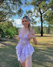 Load image into Gallery viewer, The Fleurette Fairy Silk Mini Dress・Lavender