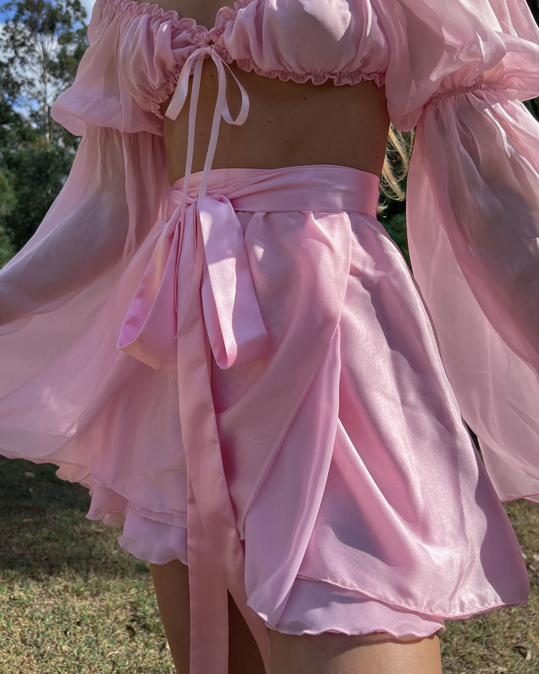 The Silk Wrap Skirt・Pink Petal