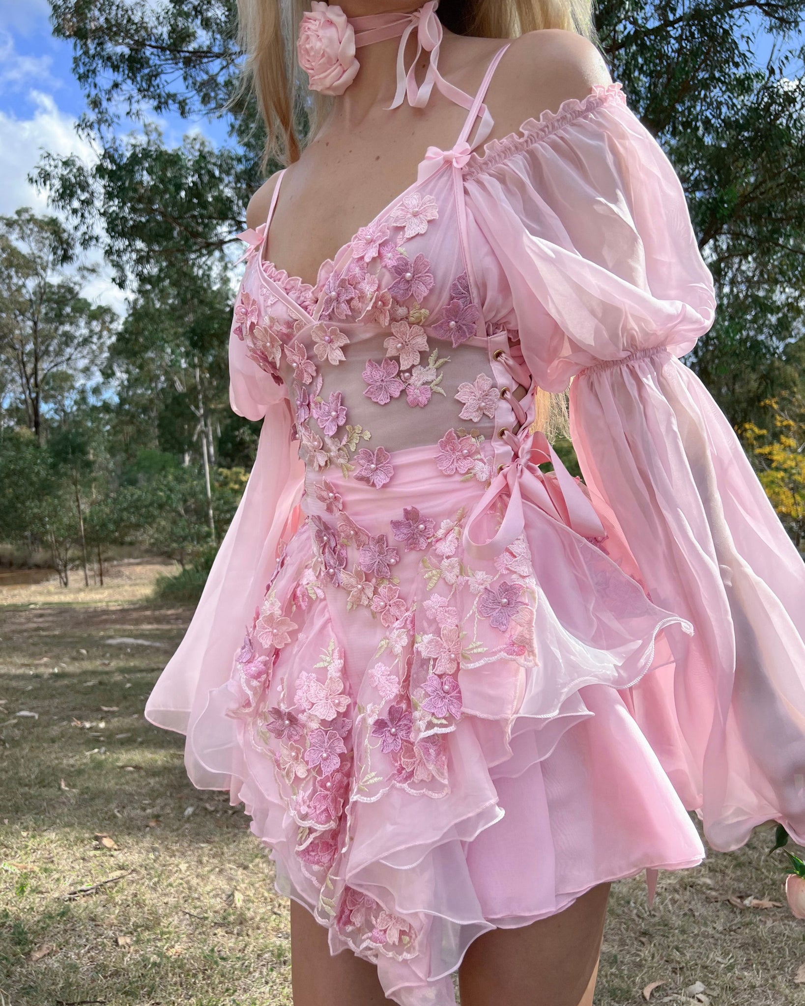 The Fleurette Fairy Silk Mini DressPink Petal The Fleurette Fairy Silk Mini DressPink Petal