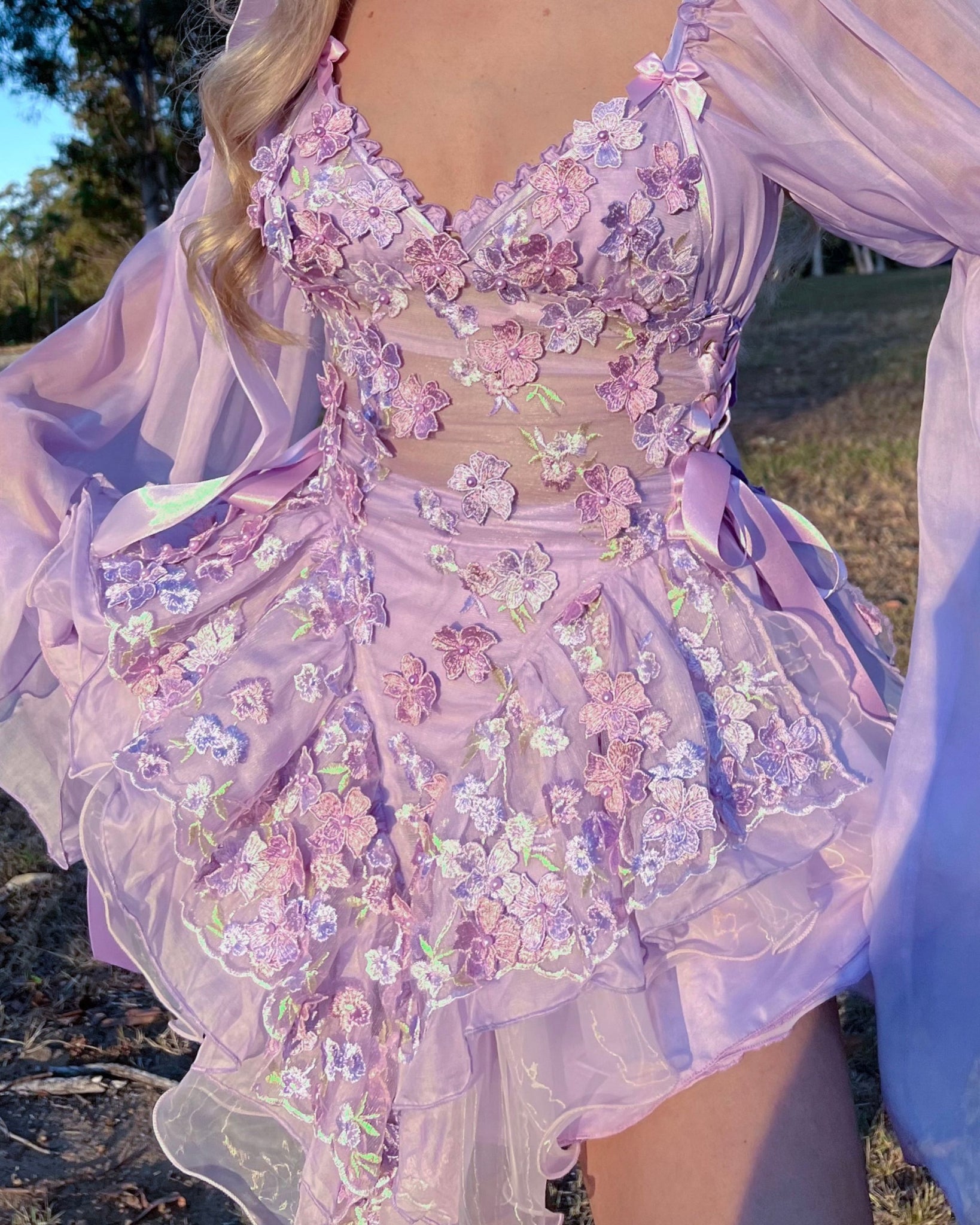 The Fleurette Fairy Silk Mini DressLavender Bambi The Label The Fleurette Fairy Silk Mini DressLavender Bambi The Label