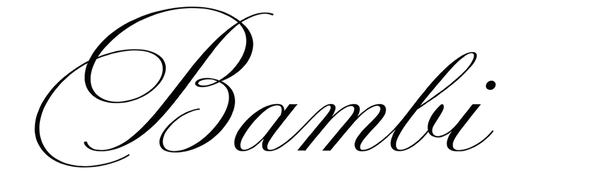 Black cursive 'Bambi' script with 'THE LABEL' in small serif text below, centered on a plain white background.