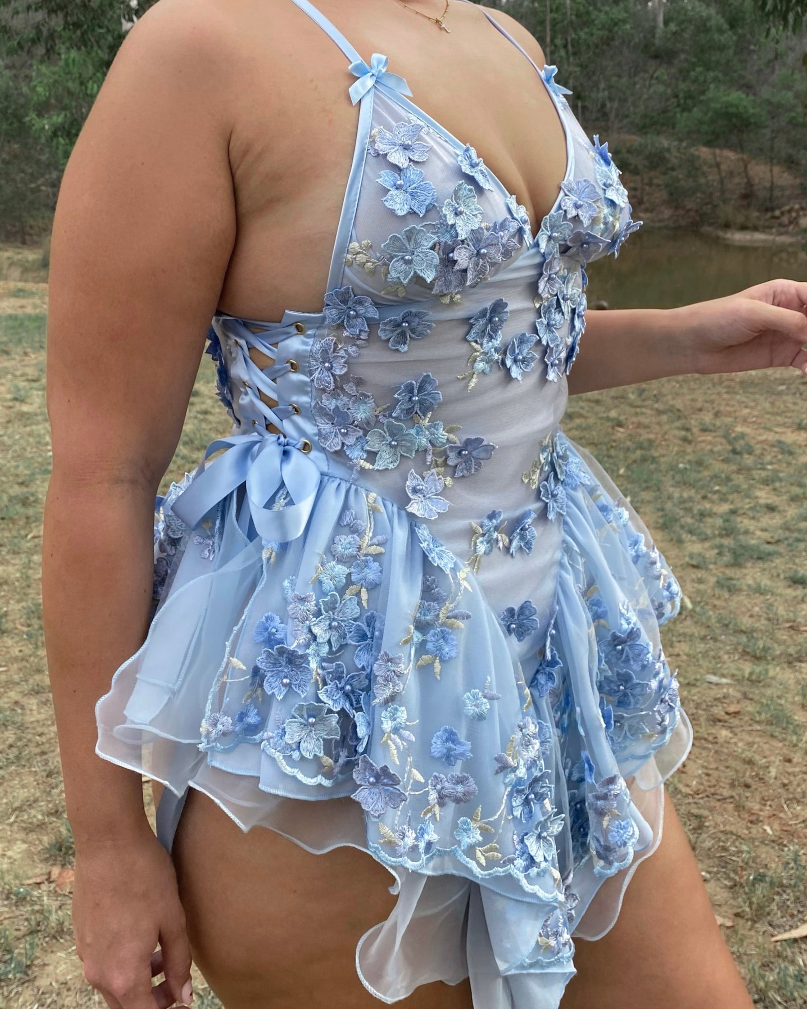The Fleurette Fairy Silk Mini DressBluebell The Fleurette Fairy Silk Mini DressBluebell